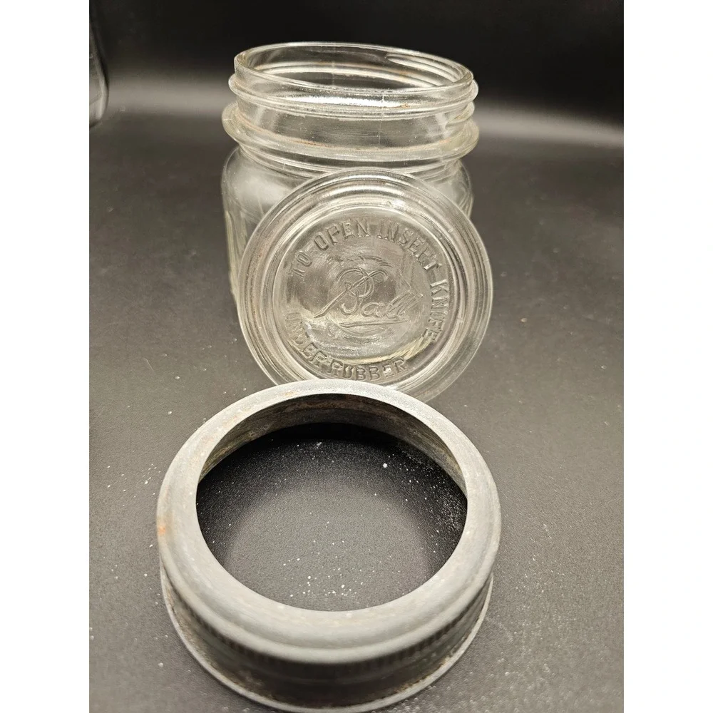 Vintage Ball Special Mason Jar Clear Glass Wide Mouth Made in USA with Lid 3pc